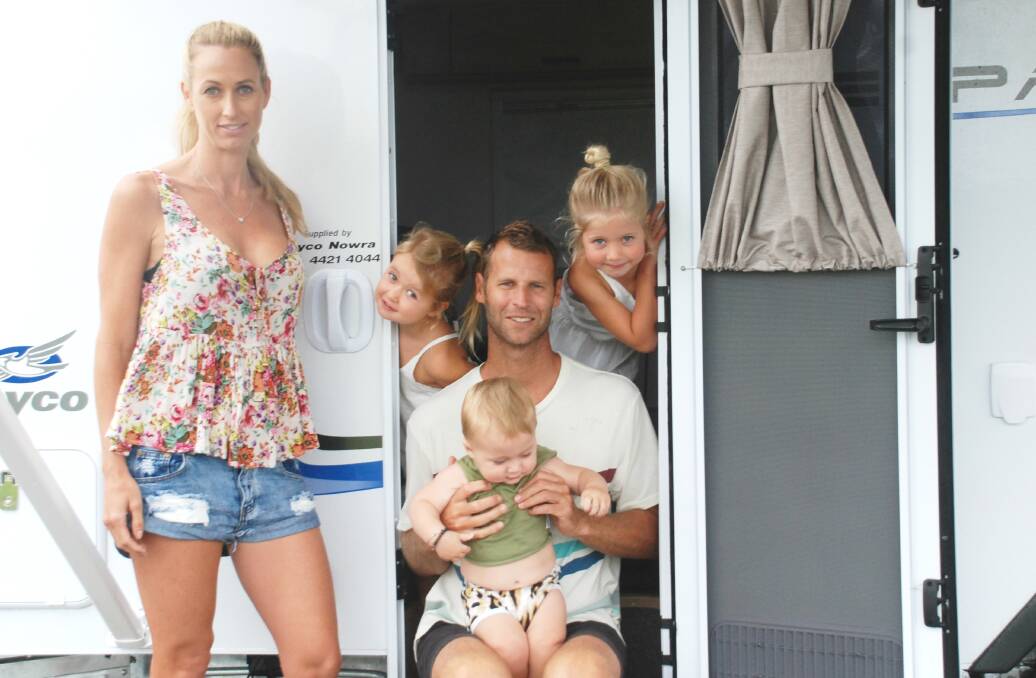 A family affair: Wes Berg will be travelling along the east coast with his wife Jade, and kids Mila, 6, Billie, 4 and Tally, 11 months. Picture: Kate McIlwain