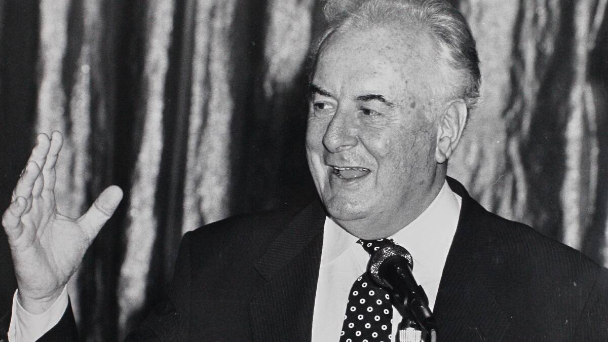 A photo of former prime minister Gough Whitlam taken when he was in Wollongong to boost the local ALP campaign.