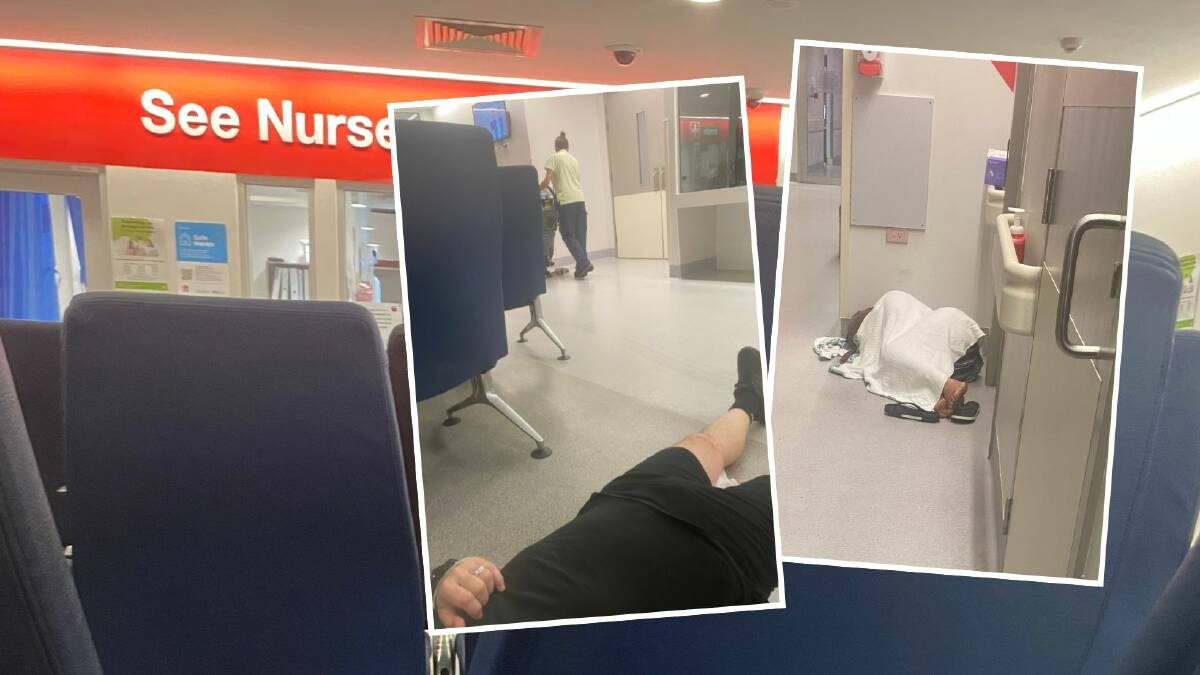 Photos of patients sleeping on the floor of Wollongong ED sent to the Mercury by concerned family members. Pictures supplied.