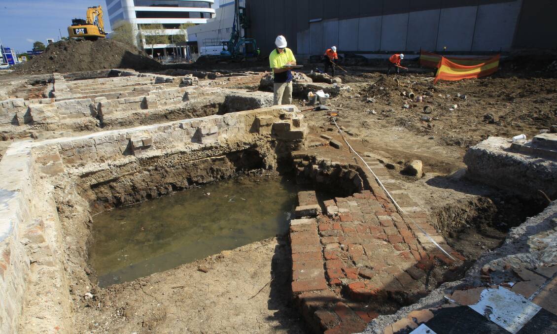 Well preserved: The dig underneath the old Oxford Tavern from 2013 revealed historic hotel footings.