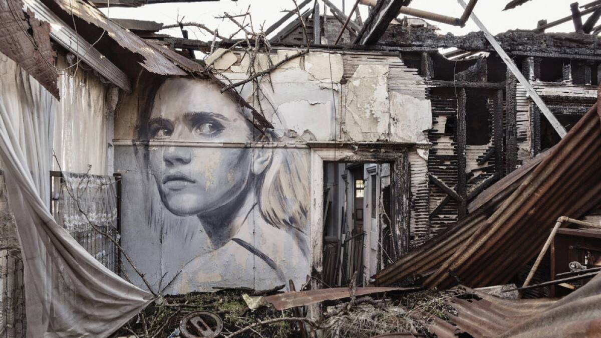 Rone, Empty, 2016, mural in abandoned house. Image supplied by Wollongong Art Gallery.