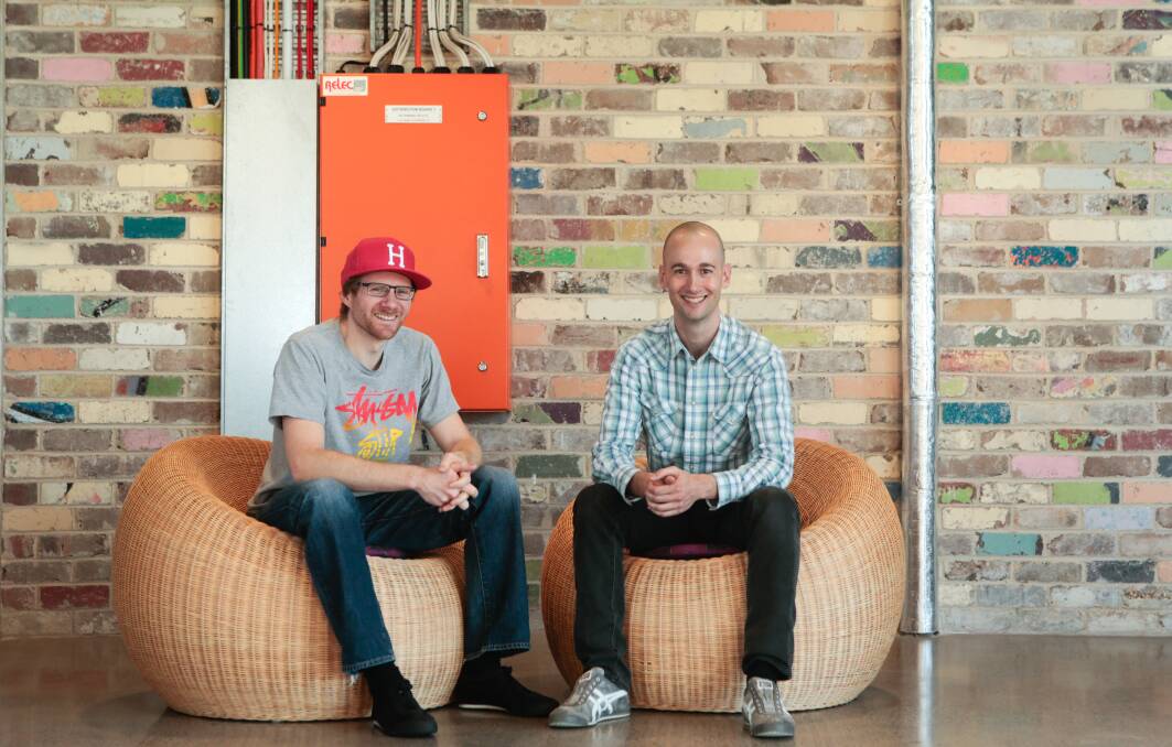 Sydneysiders Nicholas Muldoon and Dave Elkan have moved their lives to the Illawarra and established their software company Arijea at the Innovation Campus. Picture: Adam McLean.