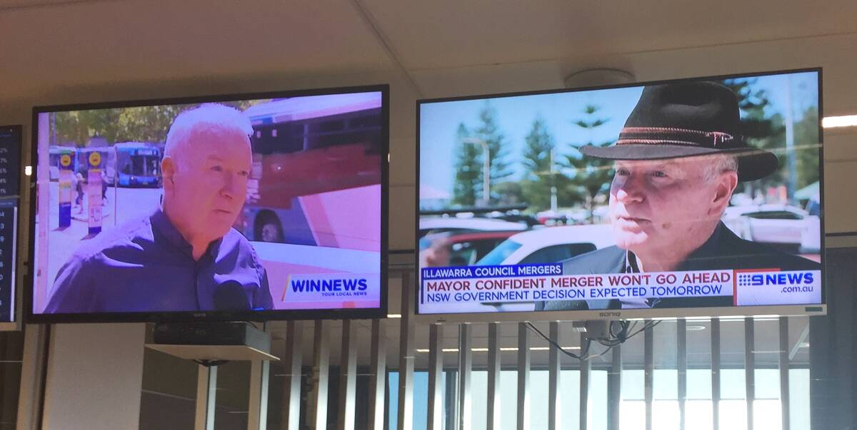 TV news face off: Lord Mayor Gordon Bradbery featured in both the WIN News and Nine bulletins, however the new Nine offering favoured national stories over Illawarra news.