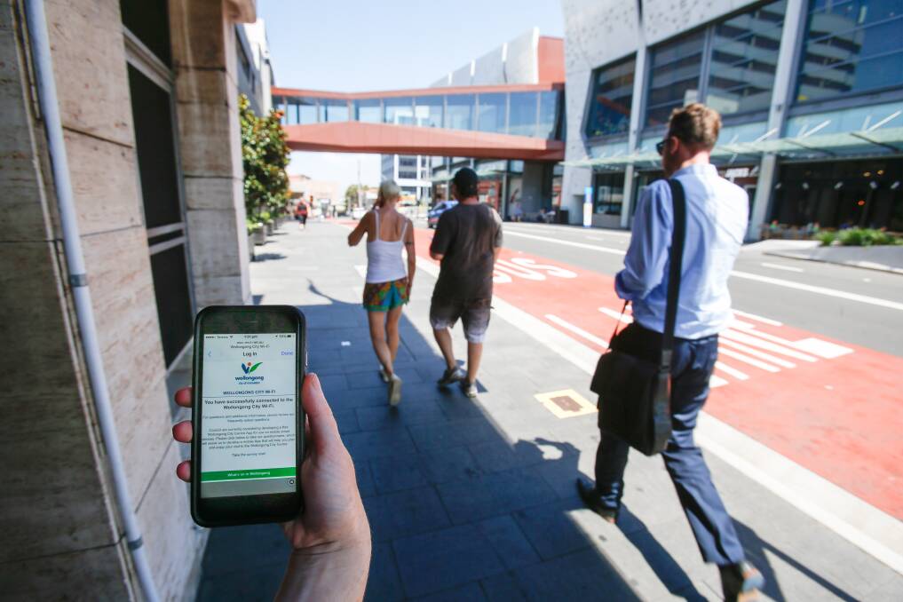 The council is watching: An expansion of Wollongong's free WiFi and new wireless monitoring capabilities are being considered by the council. Picture: Adam McLean.
