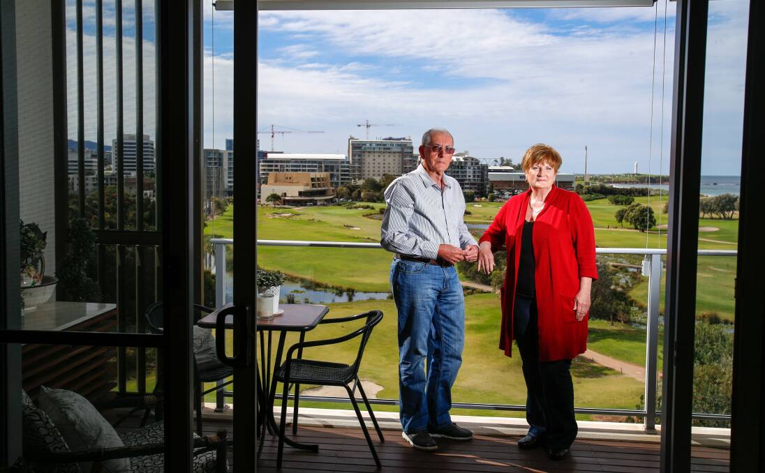 Driving residents' concerns: Links Seaside residents Alan and Louise Doughton are worried about how a two-storey, 44-bay driving range at Wollongong Golf Club will affect their lifestyle. Picture: Adam McLean.