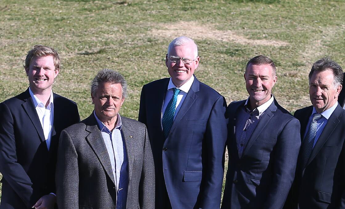 Garth Ward pictured last week with the four lead Liberal Party candidates for Wollongong and Shellharbour. Picture: Robert Peet.