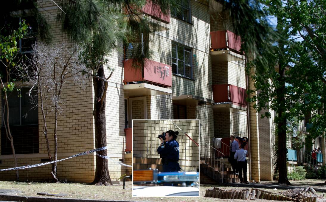 Investigations: Police at the scene of the alleged home invasion at Mangerton on Monday morning. Pictures: Georgia Matts