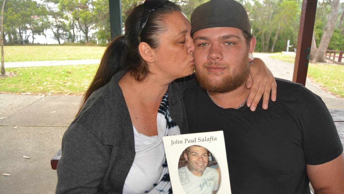 Former partner Carly Stewart with eldest son Dylan Salafia, both continue to grieve the tragic loss of Johnny Salafia.