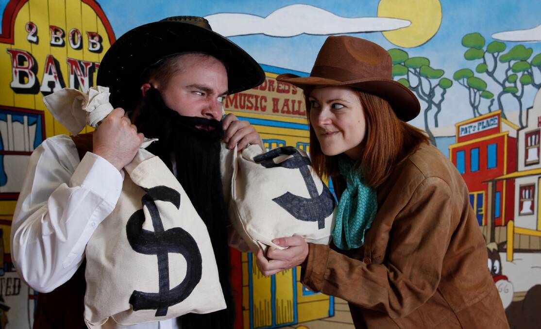 FINANCIAL LITERACY: Actors Tim Paige and Louisa Fitzhardinge using theatre to teach kids about finances, how money works and how to save. Picture: Supplied
