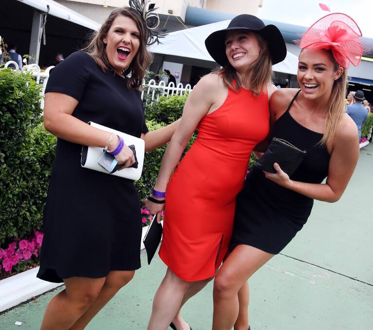 ON TREND: Simone Austin, Tuva Duyvedokken and Sammi Conn. Hats are making a comeback while bold colours are also popular. Picture: Sylvia Liber