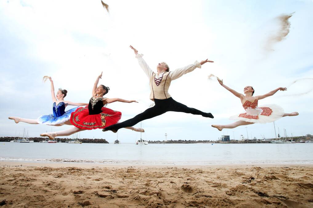 EN POINTE: A quarter of the NSW state finalists for the National Genee Dance Challenge: Faith Maggs, Aysha Tornyi-Aydin, Benjamin Wilson and Emma Gavan. Picture: Sylvia Liber