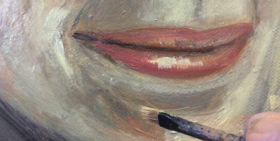 "Sneaky peak up close of one I'm still going to finish. I have a unique portrait painting style, if I say so myself." Picture: FACEBOOK
