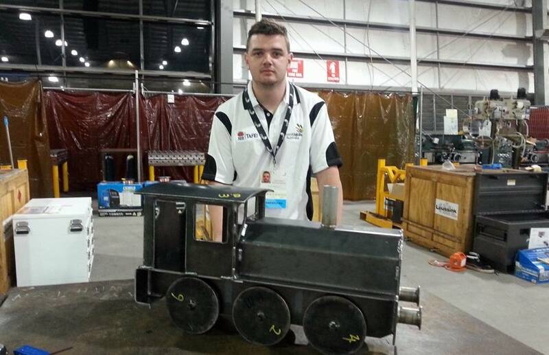 GOLD MEDAL: TAFE Illawarra student Brett McPaul and his winning work for Construction Steelwork at the WorldSkills Australia National Competition in Melbourne. Picture: Supplied