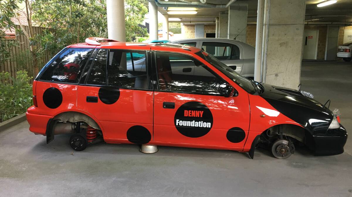 DISHEARTENING: Thieves stole the wheels from this Barina owned by the DENNY Foundation in September, wiping it clean of any fingerprints. Picture: Supplied