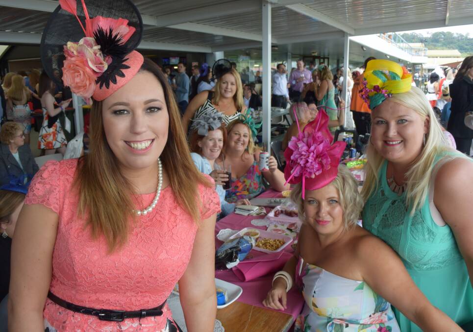 LADIES DAY: Shantelle Morris and her friends, with their Cup Day picnic at Kembla Grange. Picture: Desiree Savage