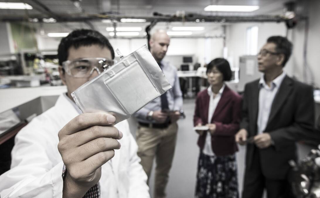 BRIGHT FUTURE: A UOW-led project involving Dr Shulei Chou, Jon Knott, Prof Hua Kun Liu and Prof Shi Xue Dou will develop better battery storage for renewable energy like solar, to help Australia be a greener place. Picture: Paul Jones