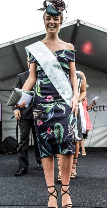 WINNING: Overall women's winner of the fashions on the field, Kimberley Barratt from Flinders. Picture: Georgia Matts