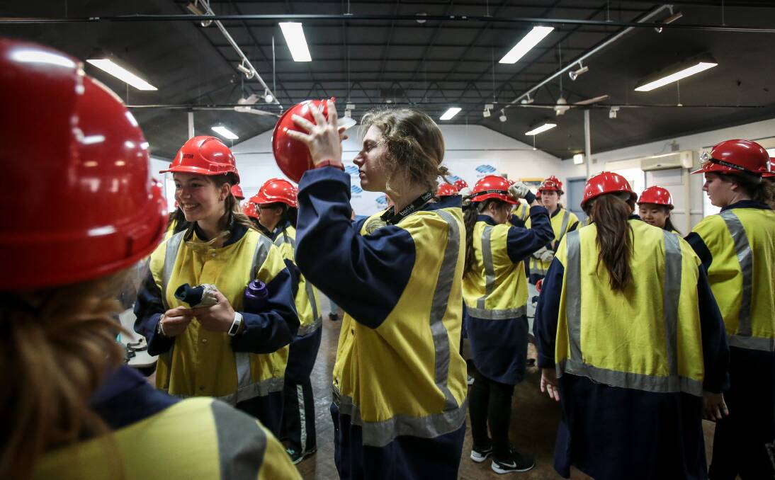 FUTURE LEADERS: Around 80 teenage girls took a tour of BlueScope steel refinery on Tuesday, as part of a week-long Women in Engineering summit. UOW organised the event, to showcase the field to women. Picture: Adam McLean