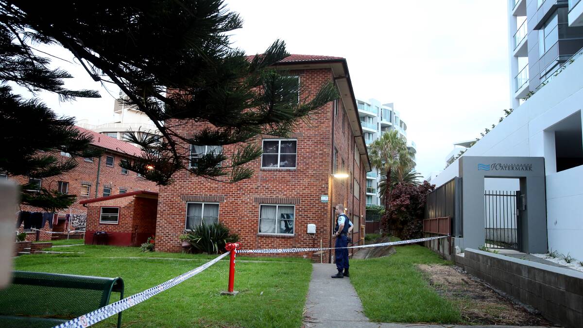 A crime scene has been established at a North Wollongong apartment block after a stabbing Friday night. Picture: Sylvia Liber
