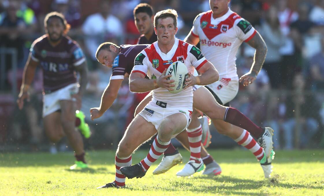 STEPPING UP: Dragons haflback Josh McCrone produced his best performance in the red v against Manly on Saturday. Picture: Getty Images