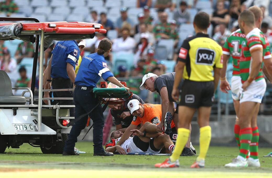 Will Matthews suffered a dislocated hip in Sunday's loss to the Rabbitohs