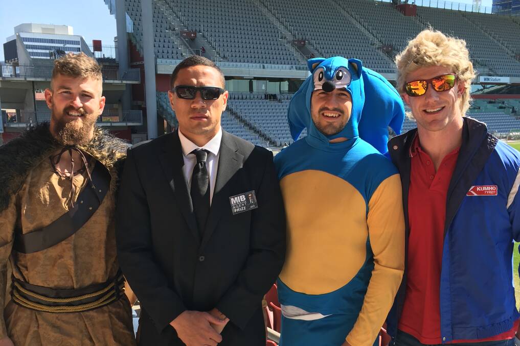 LOOKING THE PART: Will Matthews, Tyson Frizell, Jake Marketo and Ben Creagh in character for Mad Monday. 