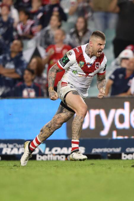 CLUTCH: Josh Dugan after landing the crucial goal. Picture: Getty Images