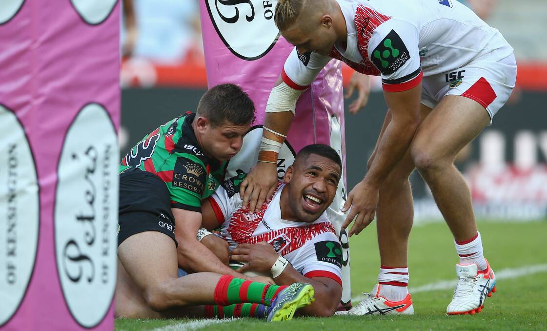 POWER GAME: Dragons recruit Siliva Havili put himself firmly in the selection frame with a strong Charity Shield performance. Picture: Getty Images