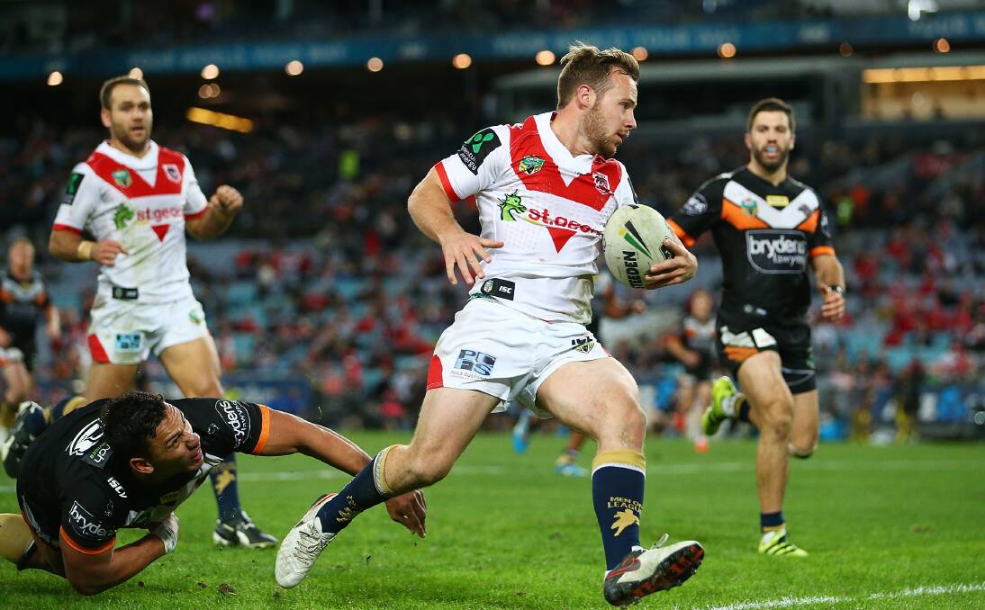 FREE AND EASY: Dragons fullback Adam Quinlan says he takes the pressure of playing first grade in his stride these days after admittedly struggling with it earlier in his career. Picture: Getty Images