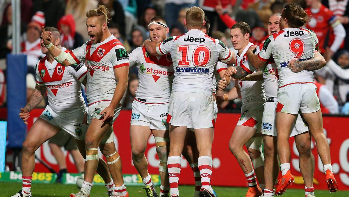 BOILOVER: The Dragons snapped a five-game losing streak with a 32-18 win over Cronulla at UOW Jubilee Oval on Saturday. Picture: Getty Images