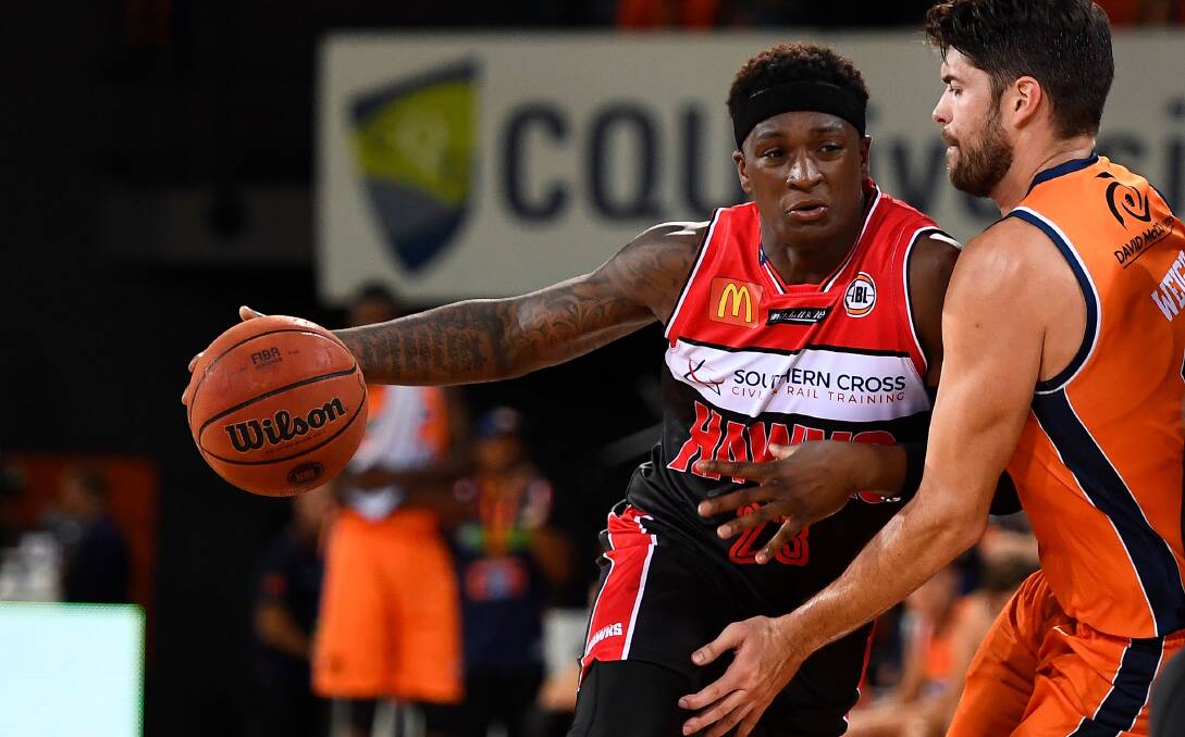 TOUGH NIGHT:  Hawks import Marvelle Harris was held scoreless until the fourth quarter against Cairns on Sunday. Picture:Getty Images