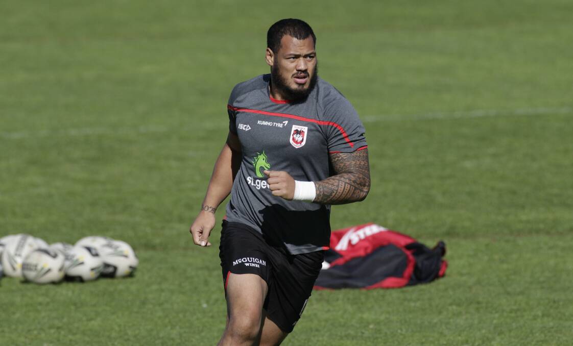 STRAIGHT TALKING: Dragons prop Leeson Ah Mau says an honest chat with his brother Isaac sparked his breakout 2015 season. Picture: Andy Zakeli