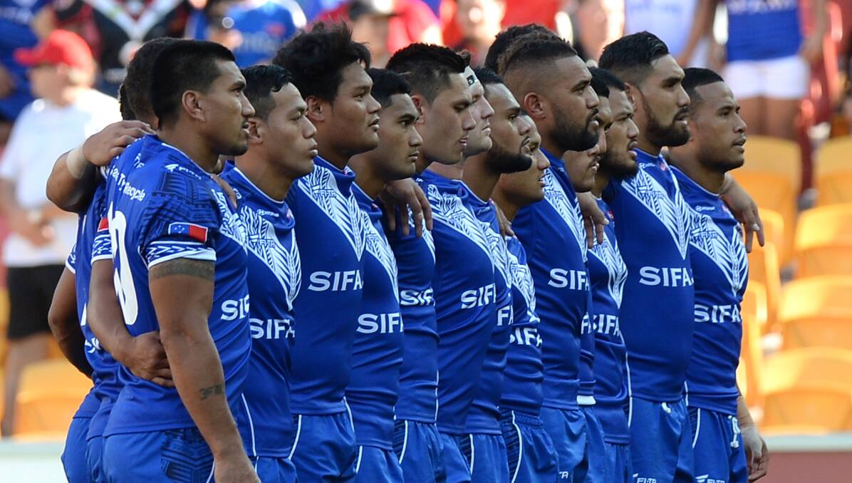 PRIDE: Samoan International Dunamis Lui (centre) has called for greater financial incentives for Pacific nations players. Picture: Chris Chan