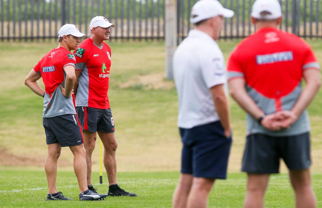 SHAKE UP: New Dragons head of athletic performance Nathan Pickworth (left) overseeing pre-season training alongside coach Paul McGregor. Picture: Adam McLean