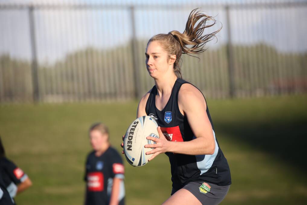 COMEBACK: Kezie Apps gets put through her paces in the NSW Blues Pathways camp in Wollongong last weekend after a four-month lay-off. Picture: Ryan Selvage 