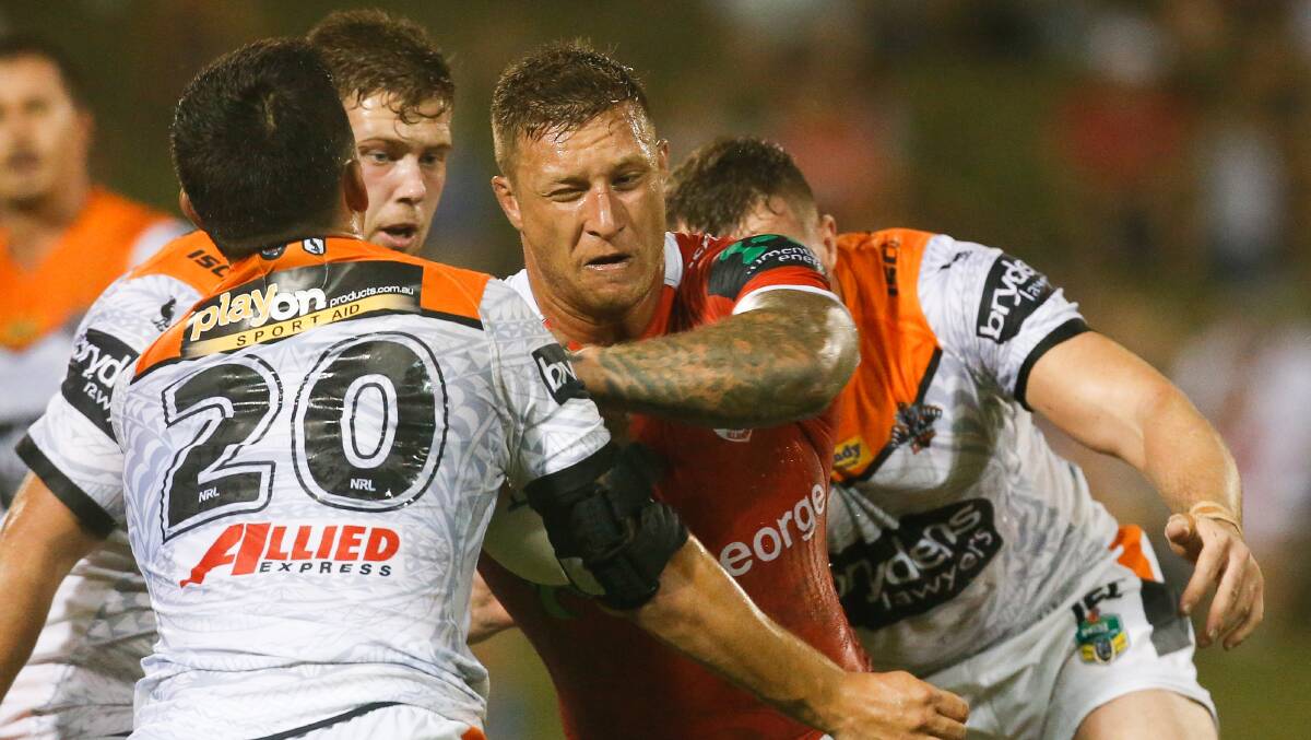 ENGINE ROOM: Tariq Sims says the Dragons big men passed their first test against an experienced Tigers pack on Saturday. Picture: Adam McLean