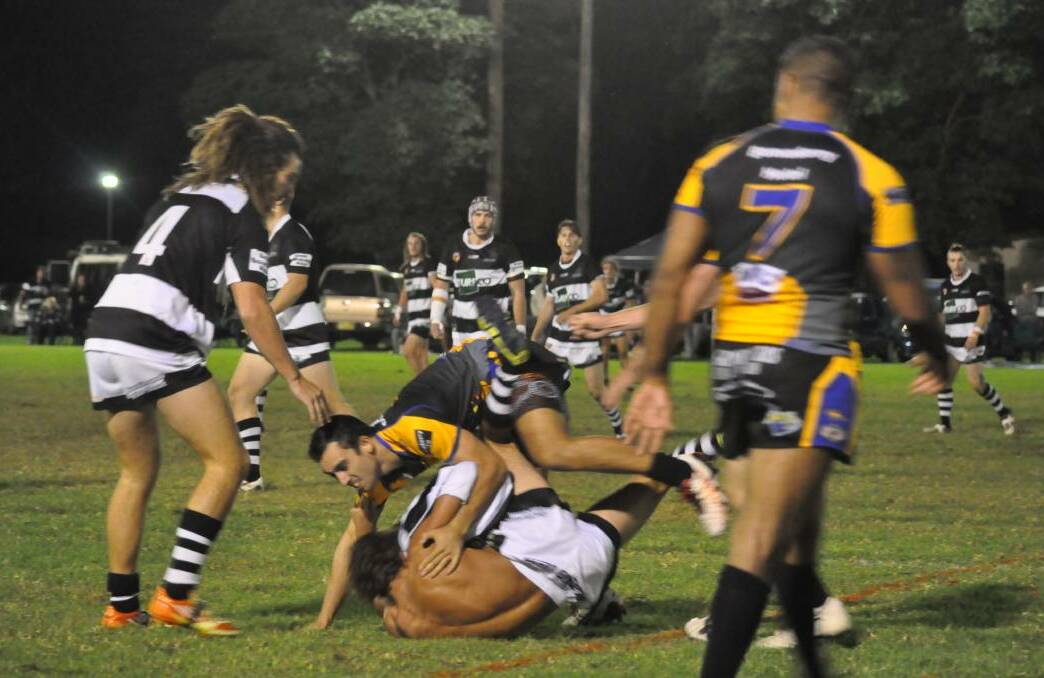 BIG HIT: The local derby between Berry and Nowra-Bomaderry was a typically hard-fought affair which saw the Jets prevail 25-18. 