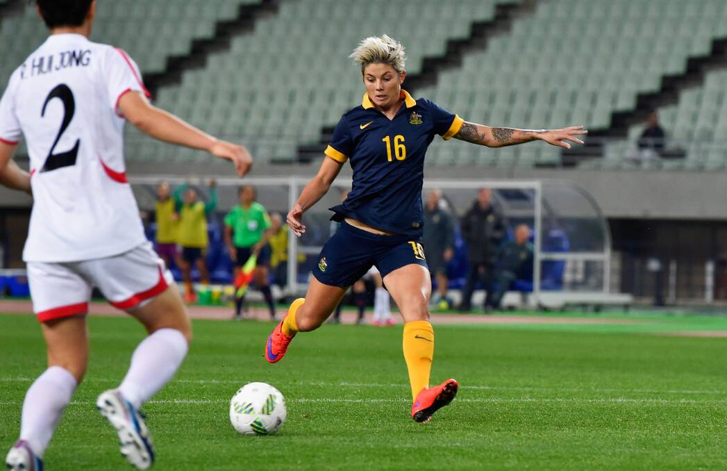 HIGH EXPECTATION: Shellharbour's Michelle Heyman is targeting a gold medal for the Matildas at next month's Rio Olympics. Picture: GETTY IMAGES