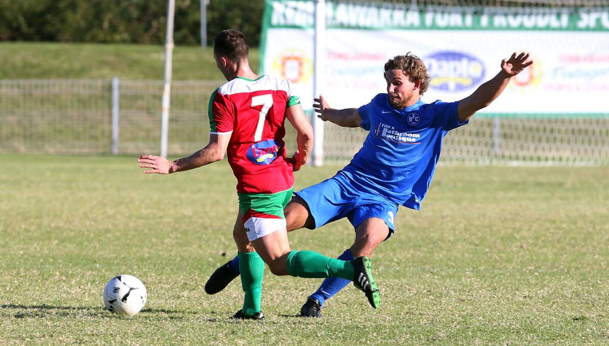 TASK AHEAD: Bulli defender Aaron Baker will be in for a tough game against in-form Wollongong Olympic. Picture: SYLVIA LIBER