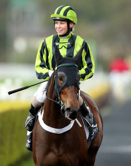 BOOKED: Sydney-based jockey Kathy O'Hara, pictured here riding Birds Of Tokyo, will pilot Leami Astray if the Price stable decides to run the mare. Picture: bradleyphotos.com.au