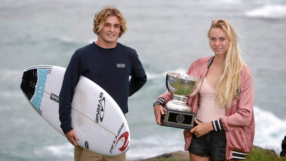 Waiting game: Coledale's Lucas Wrice with defending WSL Kiama champion Macy Callaghan. Picture: Adam McLean