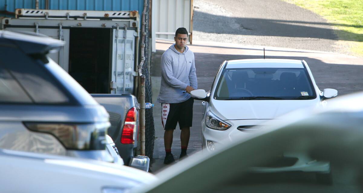 Charged: Dragons centre Tim Lafai arrives at WIN Stadium on Monday, after an incident at a Wollongong nightclub last weekend. Picture: Sylvia Liber
