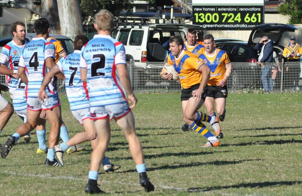 Charge: Warilla prop Aaron Henry takes on the Milton-Ulladulla defence during Saturday's Group Seven clash at Ces Glenholmes Oval. Picture: Courtney Ward