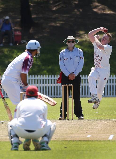 Taking aim: Keira's James Pirie delivers against Wollongong on Saturday.