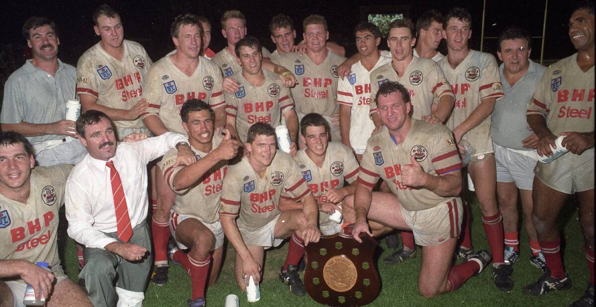 Scarlet success: The Illawarra Steelers celebrate winning the 1992 Tooheys Challenge competition. 