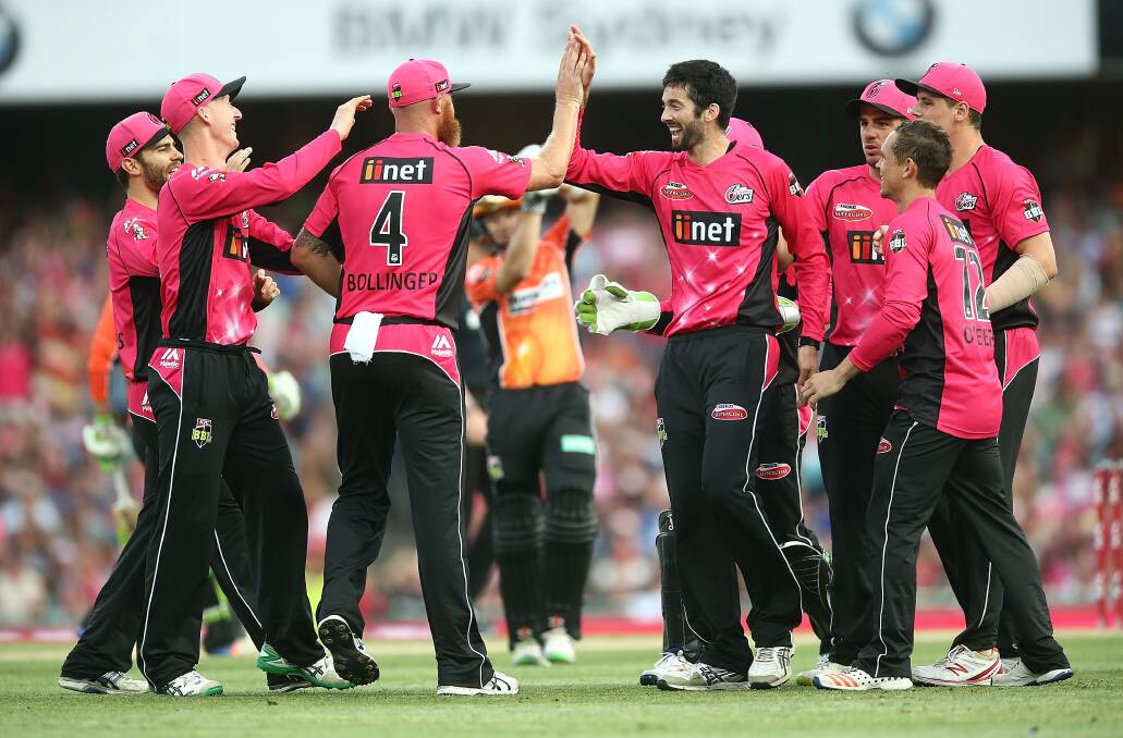 Tickled pink: Will Somerville celebrates a wicket during the Big Bash competition this season. Picture: Getty Images