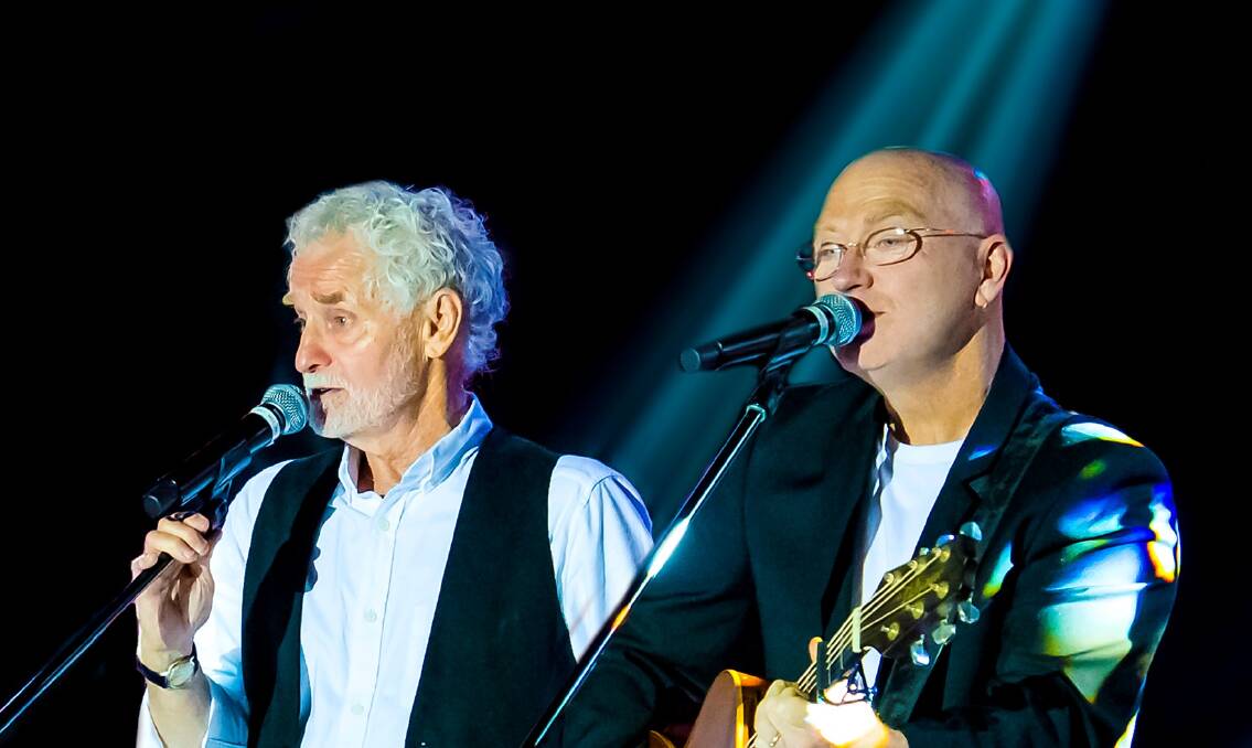 Singing up a storm: Mark Shelley and John Robertson performing their Simon & Garfunkel tribute show, which will be the Saturday night feature show at Folk By The Sea festival in Kiama this weekend.
