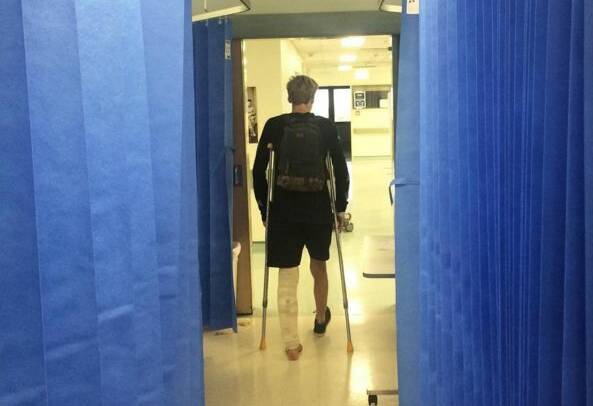 GOING HOME: Brett Connellan departs St George Hospital on Wednesday night. Source: Instagram