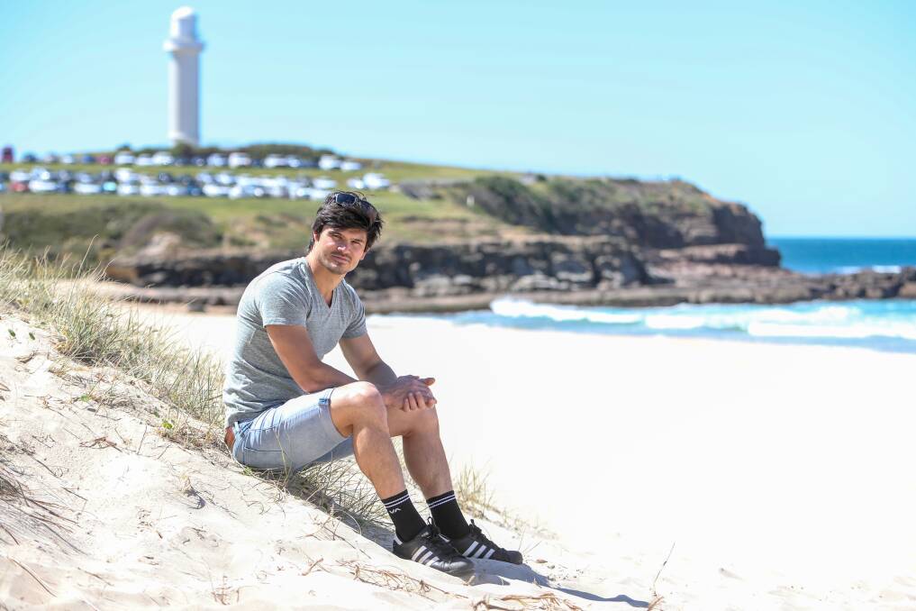 RIGHT PLACE: Matthew Pellow was making a brief visit to the beach when he saw a man struggling to stay afloat, and swam to his aid. Picture: Adam McLean