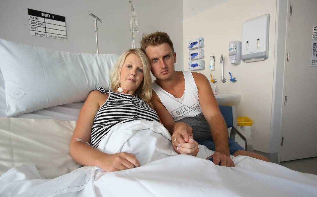 Ashley and Caine Buchanan at Wollongong Hospital. Picture: ROBERT PEET